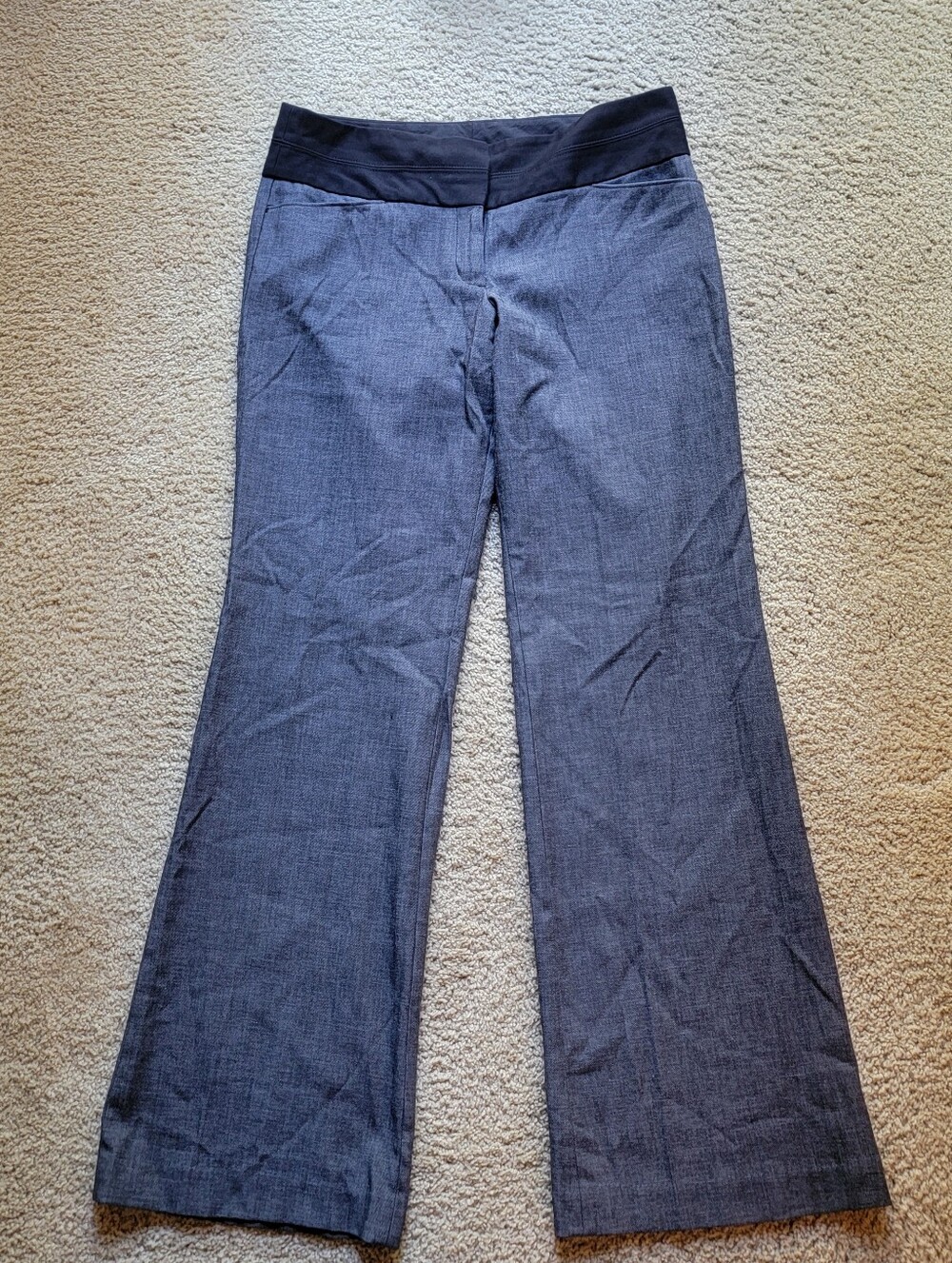 Express Womens Editor Gray with Black Wide Waistband Dress Pants - Size 6R